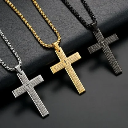 Solid Bible Verse Cross Necklace - Image 3
