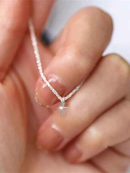 Sparkling Minimalist Cross Necklace - Image 2