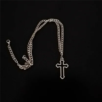 Curb Chain Hollow Cross Necklace