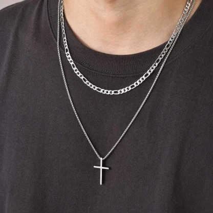 Double Layered Cross Necklace - Image 7