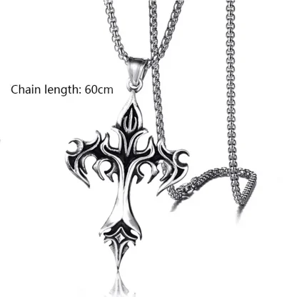 Retro Flame Cross Necklace - Image 7