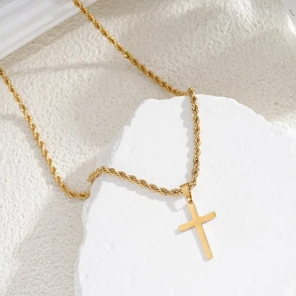 Rope Chain Simple Cross Necklace