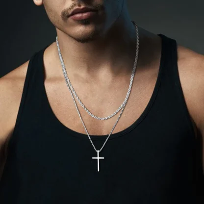 Double Layered Cross Necklace - Image 3