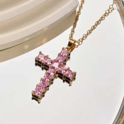 Women's Pink Cross Necklaces - Image 4