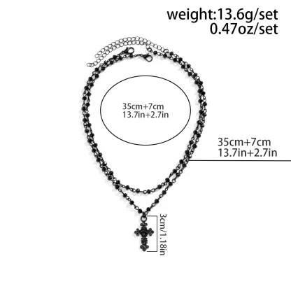 Beaded Black Cross Necklace - Image 7