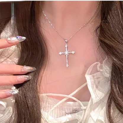 Sparkly Elegant Cross Necklace - Image 3