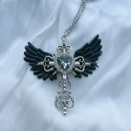 Goth Wing Creative Cross Necklace