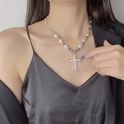 Women's Beaded Cross Necklace - Image 5
