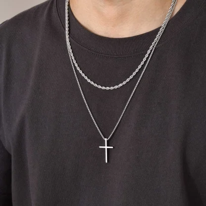 Double Layered Cross Necklace - Image 6