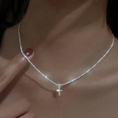 Sparkling Minimalist Cross Necklace