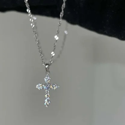 Shiny Pendant Cross Necklace - Image 5