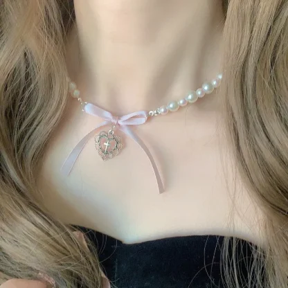 Cute Bowknot Cross Necklace