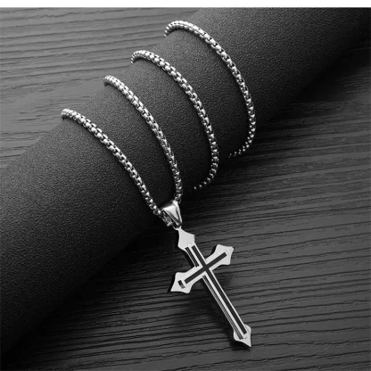 Box Chain Durable Cross Necklace - Image 4