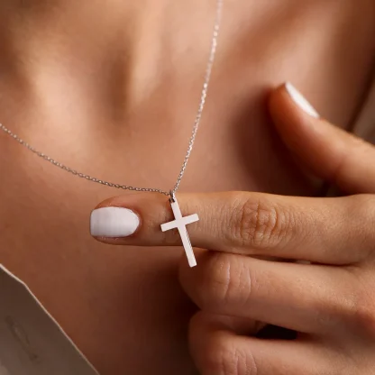 Thin Minimalist Cross Necklace - Image 2