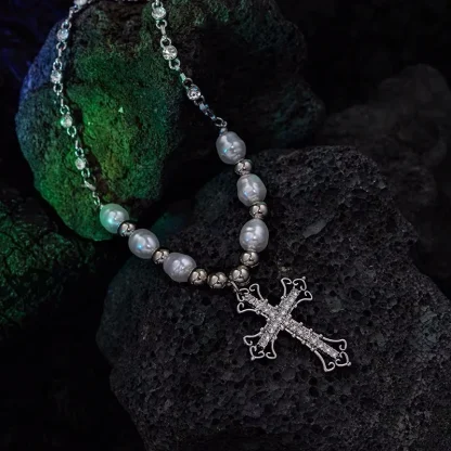 Women's Beaded Cross Necklace - Image 10