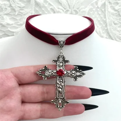 Large Choker Cross Necklace - Image 2