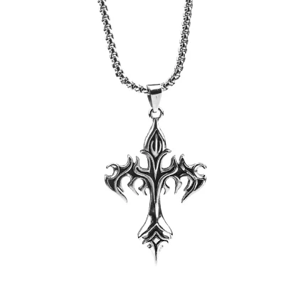 Flame Design Cross Necklace