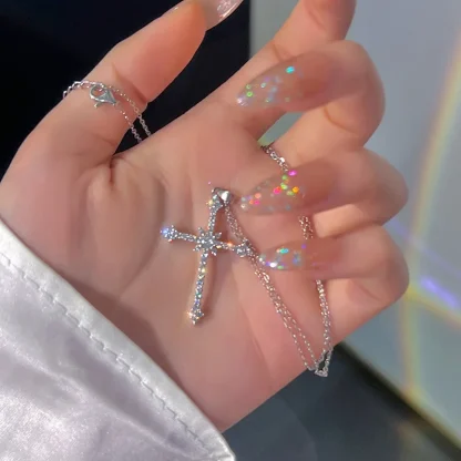 Stylish Shiny Cross Necklace - Image 4