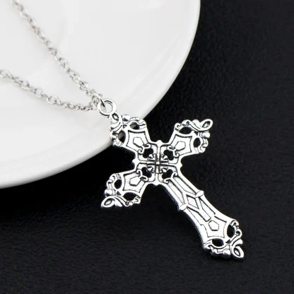 Hollow Decor Retro Cross Necklace - Image 3