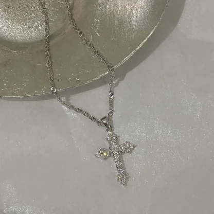Shiny Pendant Cross Necklace - Image 7