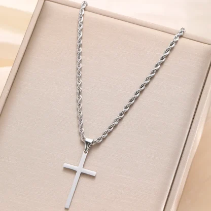 Rope Chain Simple Cross Necklace - Image 6