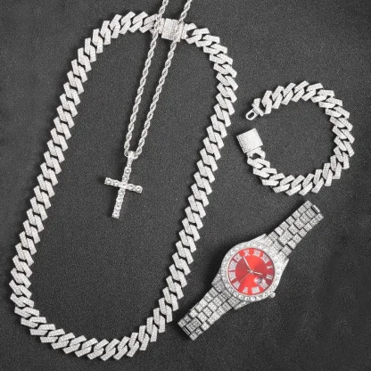 Cuban Link Chain Cross Necklace - Image 3