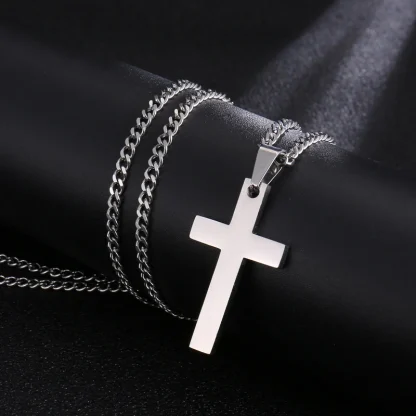 Simple Chain Cross Necklace - Image 2