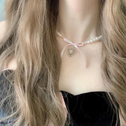 Cute Bowknot Cross Necklace - Image 7