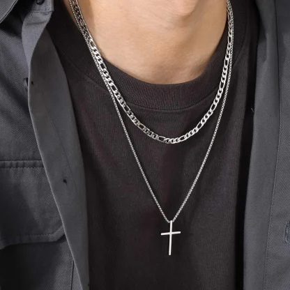 Double Layered Cross Necklace - Image 9