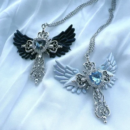 Goth Wing Creative Cross Necklace - Image 3