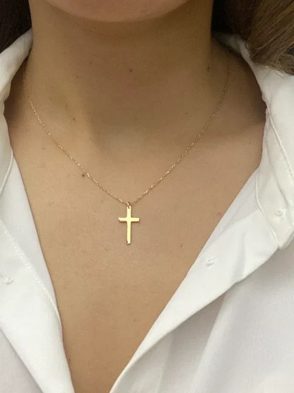 Thin Minimalist Cross Necklace - Image 5