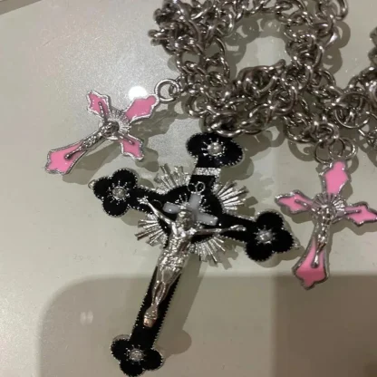 Crucifix Pink Cross Necklaces - Image 4
