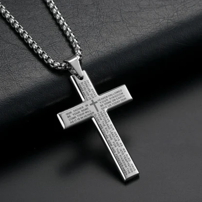 Solid Bible Verse Cross Necklace - Image 2