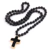 Round Beaded Cross Necklace