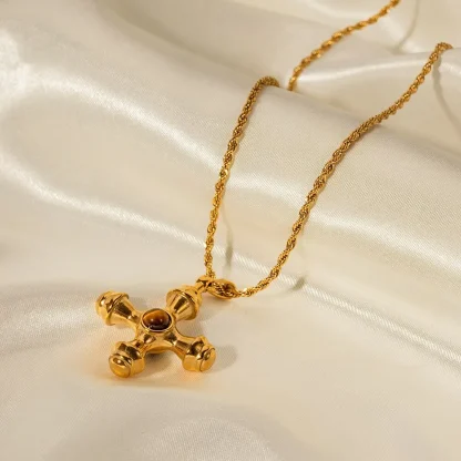 Non Tarnish Shiny Cross Necklace - Image 5