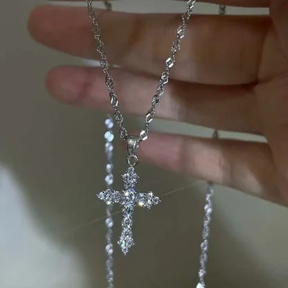 Shiny Pendant Cross Necklace - Image 4